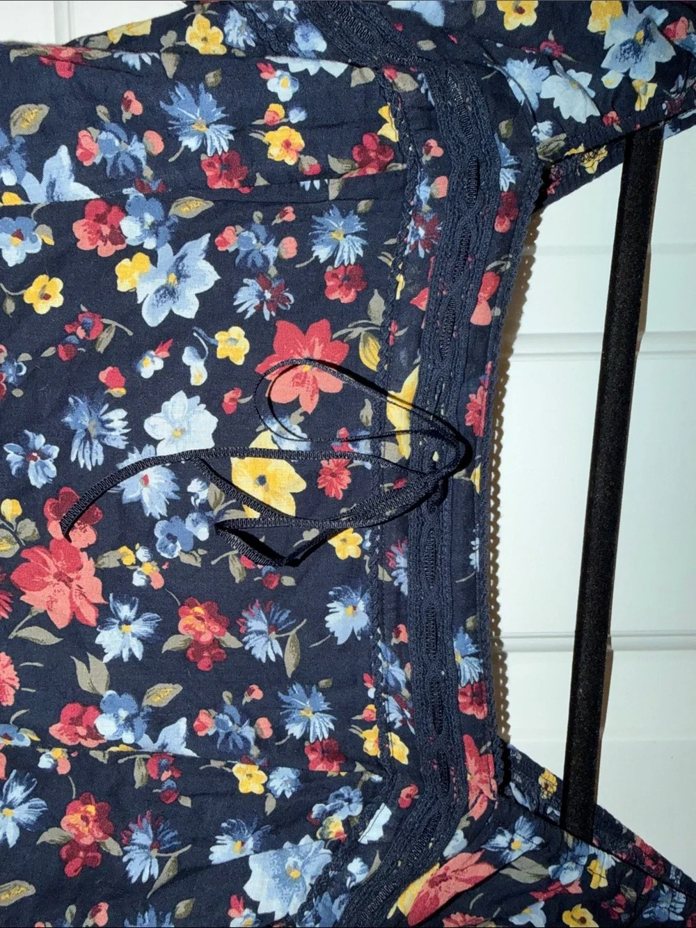 Abercrombie & Fitch Floral Puff-Sleeve Midi Dress - Navy Floral
